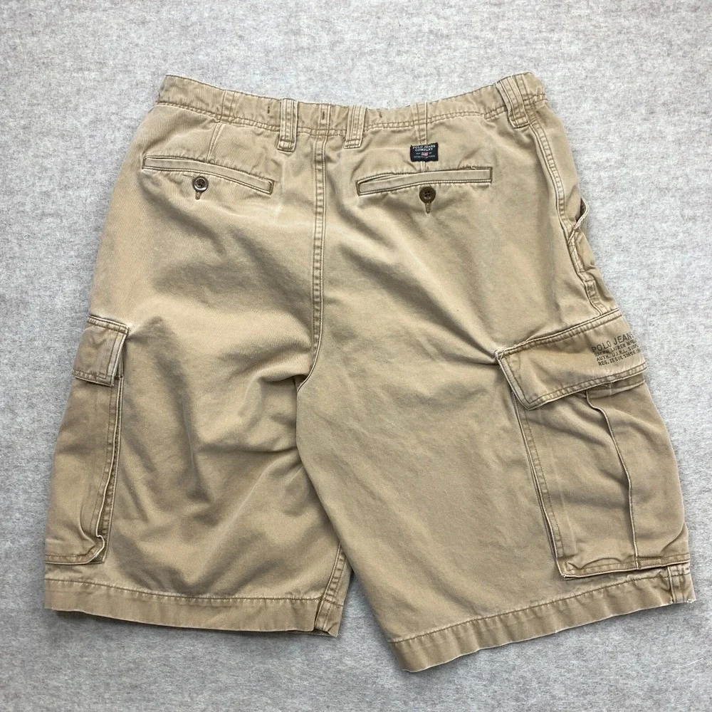 Vintage Polo Jeans Co Ralph Lauren Shorts 36 Khaki Cargo Baggy Y2K Grunge Skater
